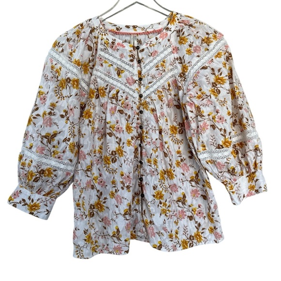 Anthropologie Harmony Lace Peasant Top Size Small - Picture 1 of 6